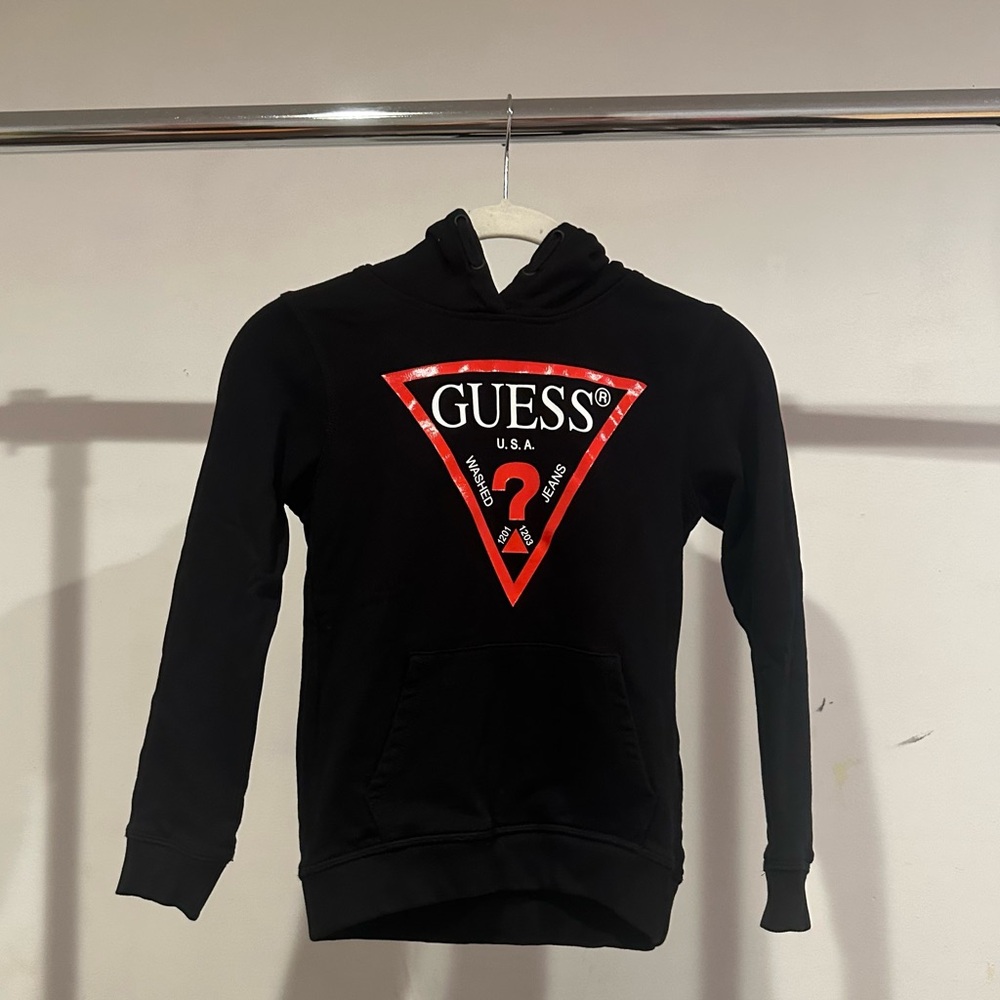 Guess Kids Black Sweatshirt with Red Triangle Logo